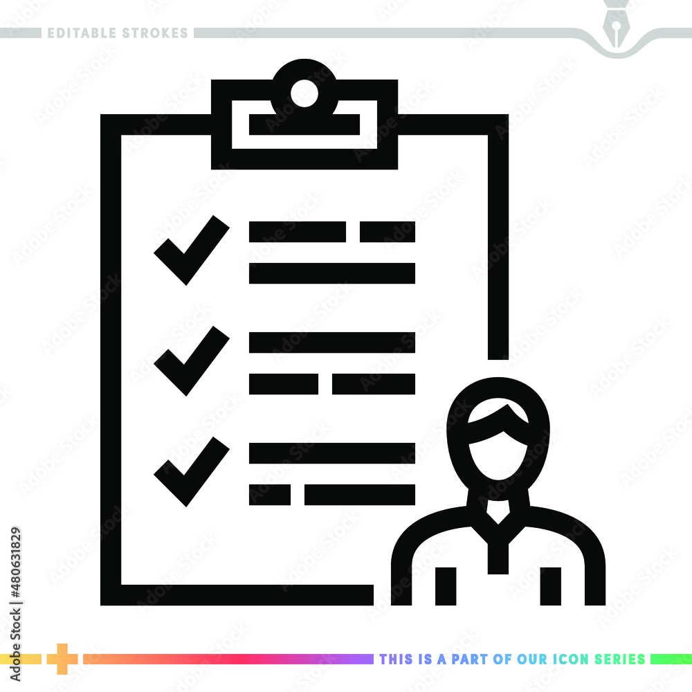 Poster Line icon for hiring retaining and promoting illustrations with editable strokes. This vector graphic has customizable stroke width.