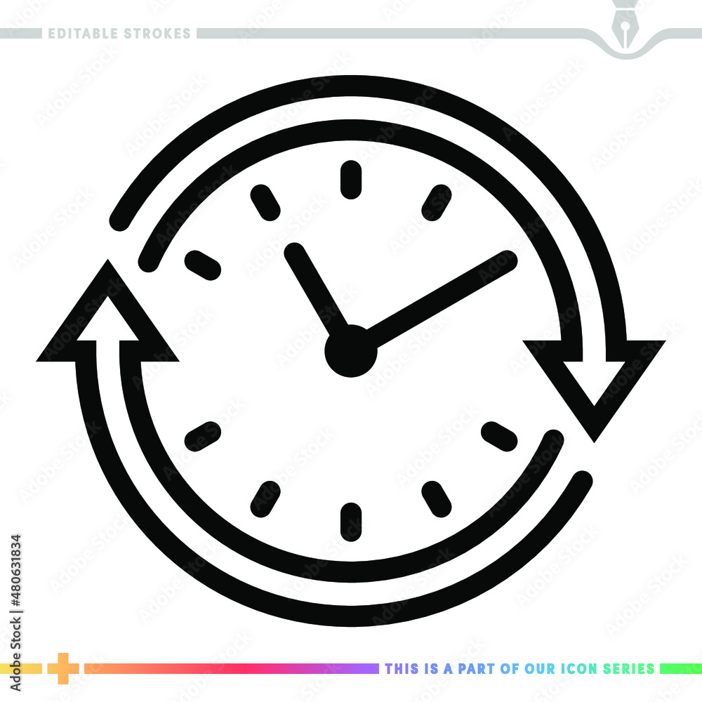 Poster line icon for daylight saving time illustrations with editable strokes. this vector graphic has cust