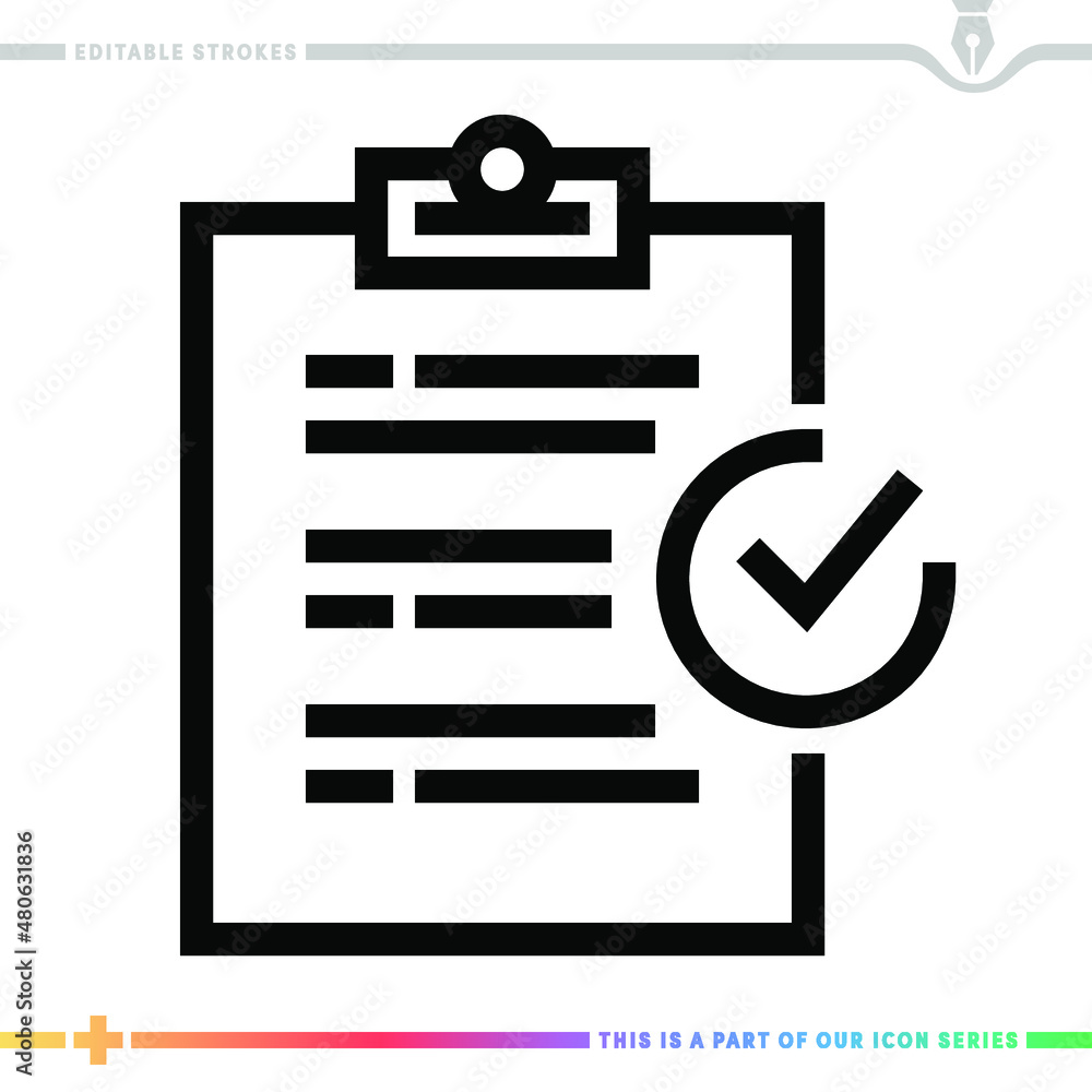 Poster line icon for quality and warranty illustrations with editable strokes. this vector graphic has cust