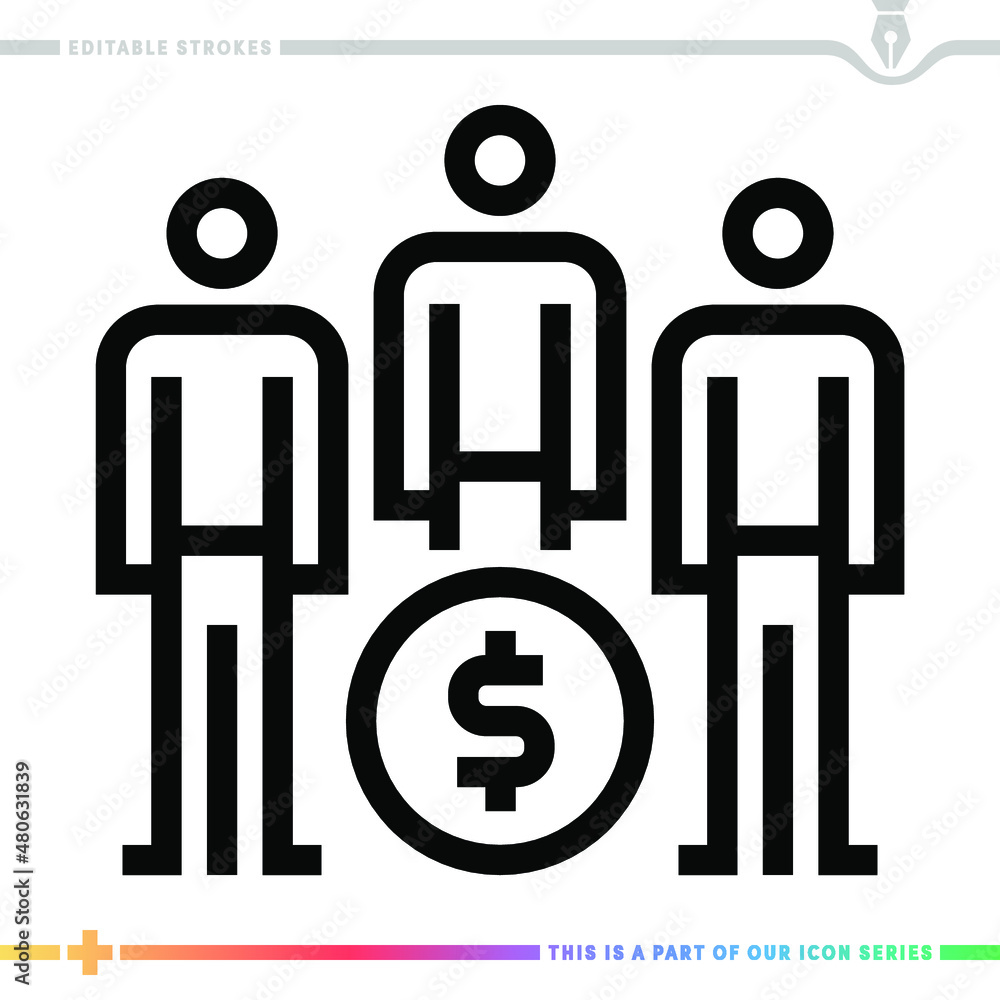Poster line icon for labor productivity and compensation gap illustrations with editable strokes. this vect