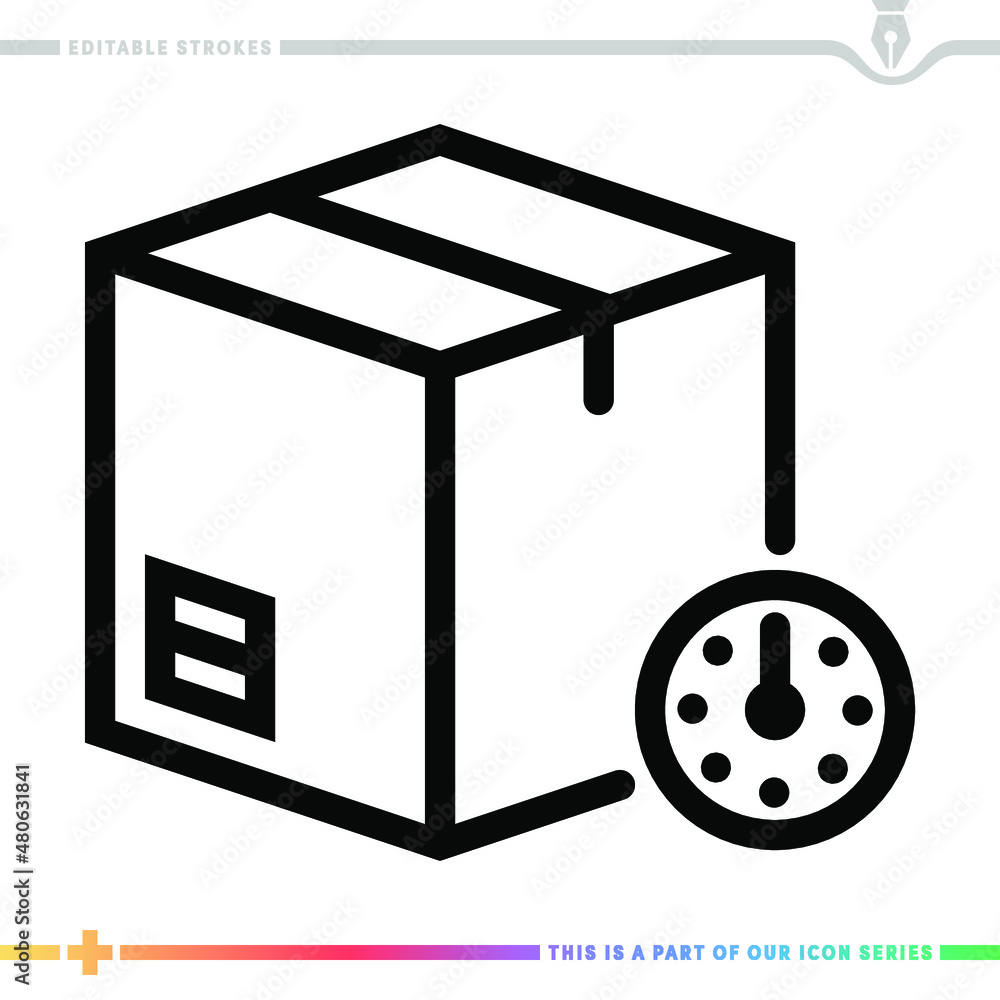 Poster line icon for delivery ecosystem illustrations with editable strokes. this vector graphic has custom
