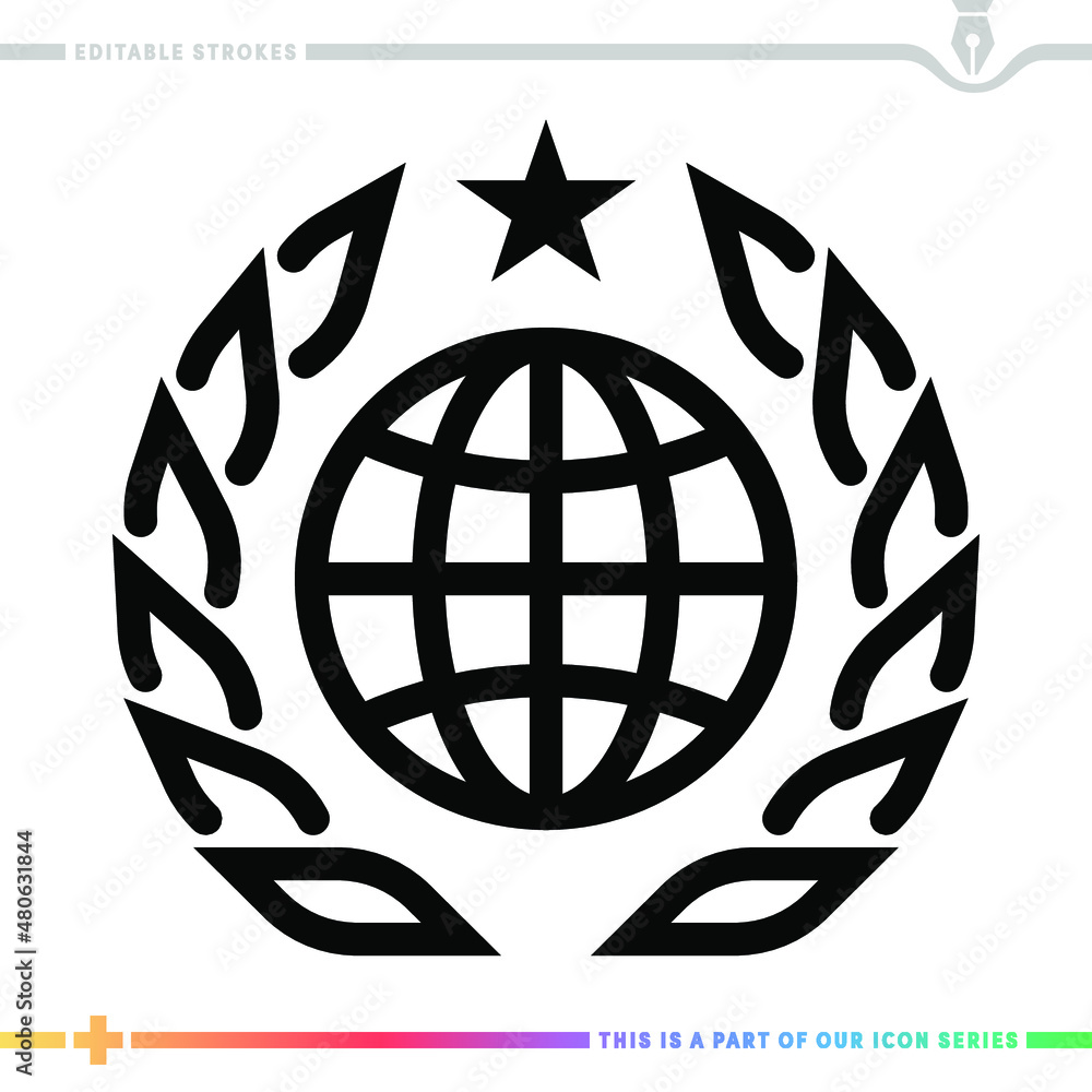Poster line icon for international games illustrations with editable strokes. this vector graphic has custo