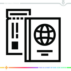 Line icon for international tourism illustrations with editable strokes. This vector graphic has customizable stroke width.