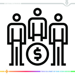 Line icon for labor productivity and compensation gap illustrations with editable strokes. This vector graphic has customizable stroke width.