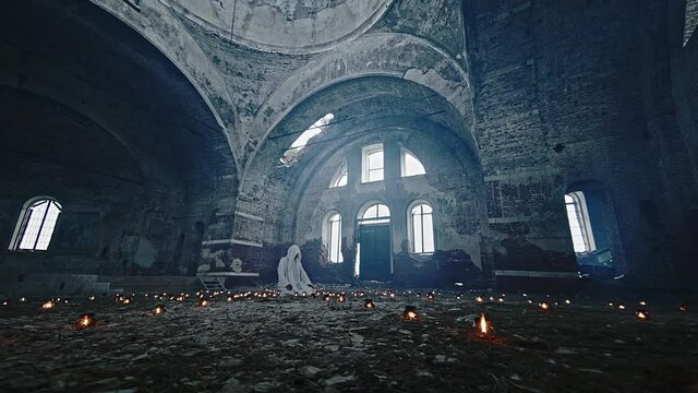 Deity in the middle of a ruined temple