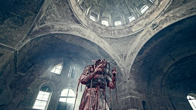 Deity in the middle of a ruined temple