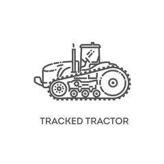 Tracked Tractor. Industrial transport. Industrial machinery icon. Vector symbol