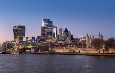 Fototapeta na wymiar UK, England, London, city Tower dusk