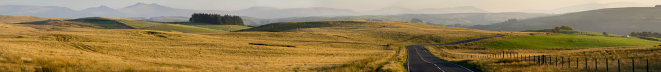 UK, Wales, Powys, landscape road panorama