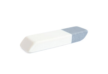 New double eraser isolated on white. School stationery