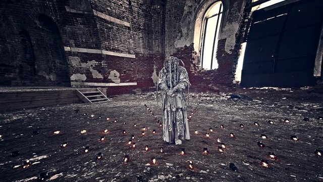 Deity in the middle of a ruined temple