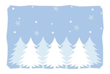 寒中見舞いのイラスト素材　雪景色の森	
