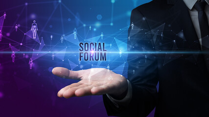 Hand holding social media related inscription