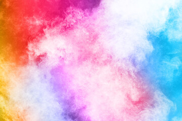 Obraz premium abstract powder splatted background. Colorful powder explosion on white background. Colored cloud. Colorful dust explode. Paint Holi.