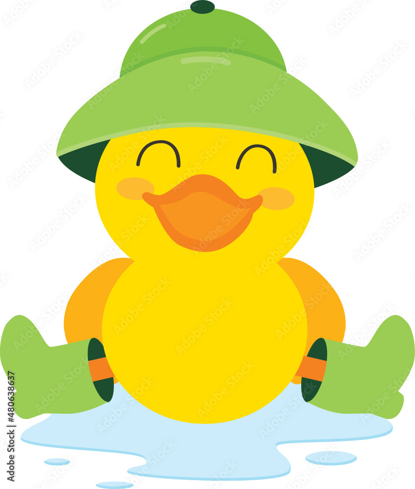 Wall mural Duck with Green Rain Coat