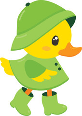 Duck with Green Rain Coat