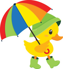 Duck with Rainbow Umbrella © MyClipArtStore.com