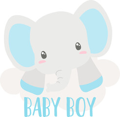 Baby Shower Elephant Blue Boy