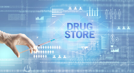 Close-up view of doctor's hand in a white glove holding syringe