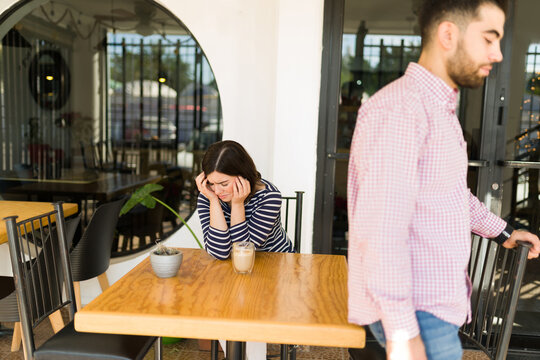 Heartbroken Woman Breaking Up With Her Boyfriend