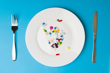 Studio shot of a pills on a plate