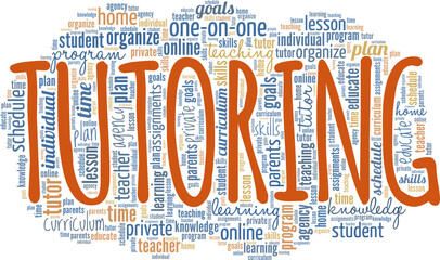Tutoring conceptual vector illustration word cloud isolated on white background.