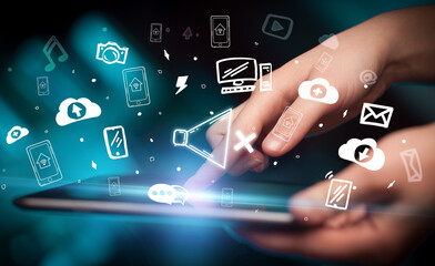 Close-up of a touchscreen with hand drawn icons