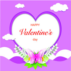 background with hearts and butterflies