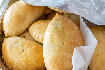 Nigerian Meat pies snack freshly baked in kitchen