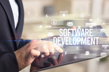 Close-up of a tablet searching modern technology concept