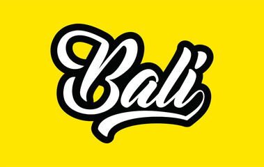Lettering logo Bali on yellow background.