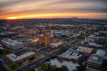 Poster Aerial View of Sunrise over the Phoenix Suburb of Mesa, Arizona © Jacob