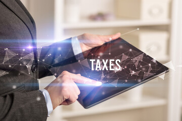 Close up hands using tablet