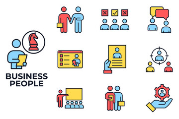 Set of Business People icon. human resources, office management pack symbol template for graphic and web design collection logo vector illustration