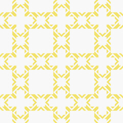 Vector ornamental seamless pattern. Elegant geometric ornament texture with carved grid, mesh, net, lattice. Abstract background. Ethnic motif. Yellow color. Repeat design for decor, fabric, prints