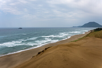 Fototapeta na wymiar Storm Approaching Tottori Sand Dune Coastline, Japan
