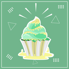 CUP CAKE ICE CREAM THE YELLOW JAM ILLUSTRATION FOR DECORATION, POSTER, DOODLE, ELEMENT, BACKGROUND [Converted]