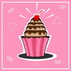 CUP CAKE ILLUSTRATION FOR DECORATION, POSTER, DOODLE, ELEMENT, BACKGROUND 
