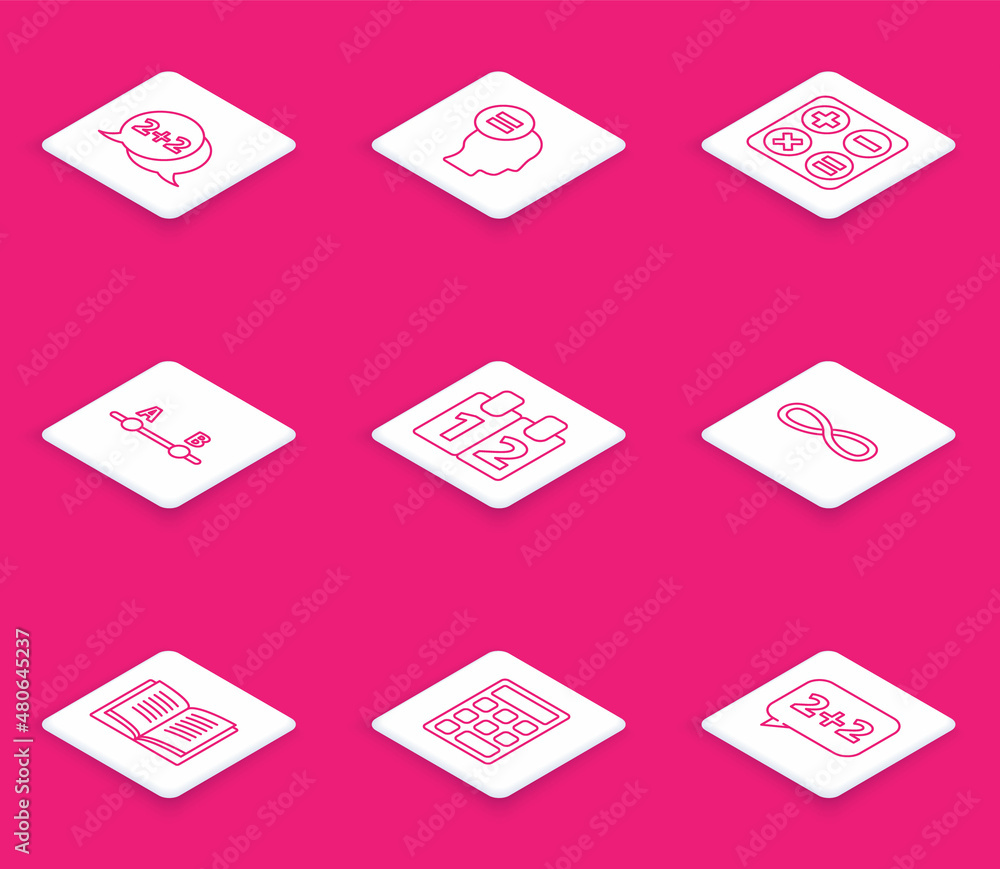 Poster set line geometric figure cone, test or exam sheet, square root, mathematics function cosine, functi