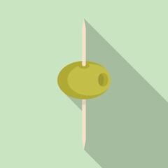 Greek olive toothpick icon flat vector. Food stick