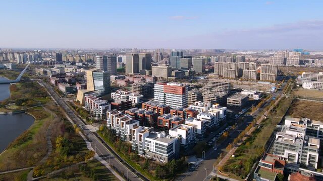 Aerial photography of the scenery of Qingdao High-tech Zone
