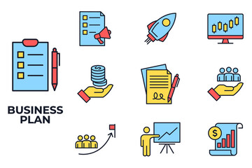 Set of Business Plan icon. Business Management pack symbol template for graphic and web design collection logo vector illustration