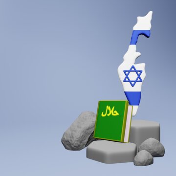3d rendering of law books halal and haram in Israel for Ramadan and Eid