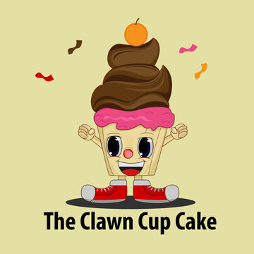 THE CLAWN CUPCAKE ILLUSTRATION CHARACTER FOR POSTER, MASKOT, ELEMENT, DESIGN TSHIRT FOR CHILDREN