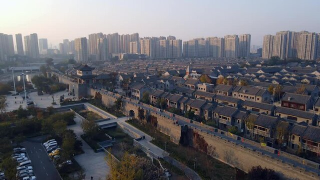 Aerial photography of the ancient city of Jimo in Qingdao
