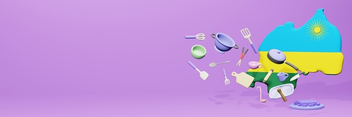 3d rendering of kitchen utensils usage in Rwanda for data display