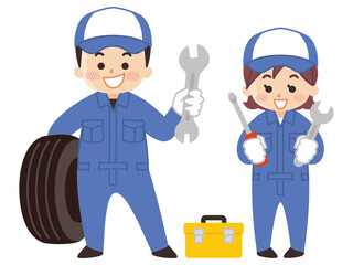 自動車整備士の男女