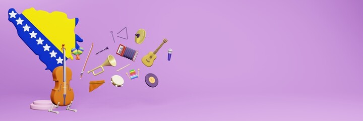 3d rendering of musical instrument usage and interest in Bosnia and Herzegovina