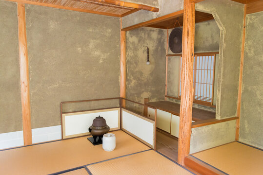 Kyoto, Japan - Mar 31 2019 - Tea house (Chashitsu) at Jikkoin Temple in Ohara, Kyoto, Japan.