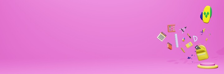 3d rendering of the use of school tools in Saint Vincent and The Grenadines for holidays and school entry